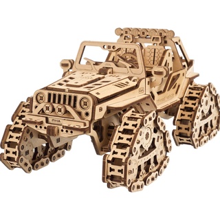 UGEARS Geländefahrzeug mit Kettenantrieb - 3D Holzpuzzle Modellbausatz Auto - 3D Puzzle Automodelle zum Selber Bauen Männer und Fans von Ketten ATV Fahrzeugen
