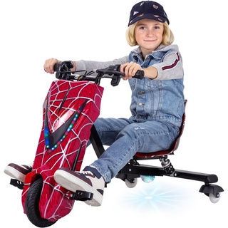 Kinder Elektro Drift Trike Scooter LED Driftrollen 360° bis zu 15km/h drosselbar (Rot)