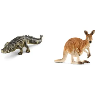 SCHLEICH 14727 Alligator, für Kinder ab 3+ Jahren, WILD Life - Spielfigur & 14756 Känguru, für Kinder ab 3+ Jahren, WILD Life - Spielfigur