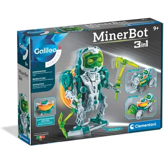 Clementoni Galileo MinerBot 3 in 1 Robotik-Set - DREI humanoide Roboter - Robotik Modellbausatz - Spielzeug Roboter für Kinder ab 8 Jahren, 59375