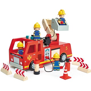 Tender Leaf Toys - Holz-Auto FIRE SERVICE mit Zubehör