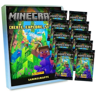 Panini Minecraft 3 Karten - Create Explore Survive Trading Cards (2023) - 1 Mappe + 10 Booster Sammelkarten