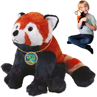 EcoBuddiez - Roter Panda von Deluxebase. Großes 30cm weiches Plüschtier aus recycelten Plastikflaschen. Umweltfreundliches kuscheliges Geschenk für Kinder und süß Stofftier für Kleinkinder.