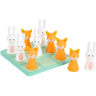 small foot Tic Tac Toe Pastell, handliches Strategiespiel aus Holz, mit Hase und Fuchs, ab 5 Jahren, 11782