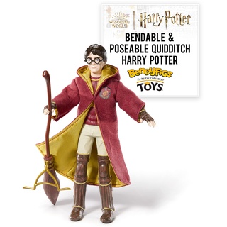 BendyFigs The Noble Collection Harry Potter - Harry Potter Quidditch - Noble Toys 16cm Bendable Posable Collectible Doll Figure with Stand and Mini Accessory