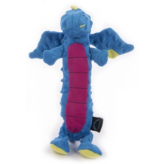 Moonmoon goDog Bubble Plush Skinny Dragons Squeaky Plush Dog Toy, Chew Guard Technology - Blue, Large