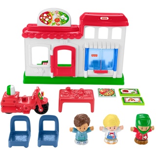 Fisher-Price HBR79 - Little People Pizzeria Spielset, mit 3 Figuren und Zubehör, für Kinder von 1 bis 5 Jahren