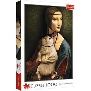 Trefl 10663 Mona Lisa mit Katze 1000 Teile, Premium Quality, für Erwachsene und Kinder ab 12 Jahren Puzzle