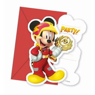 Generique - Mickey + Donald-Einladungskarten und Umschläge jeweils 6 Stück