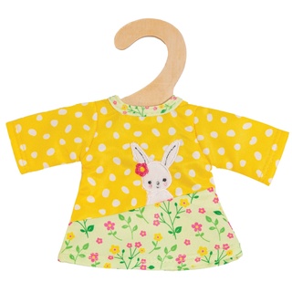 Heless 9355 - Puppenkleidung im Design Bunny Lou, Tunika-Kleid mit Hasenapplikation und Blumenmuster für Puppen und Kuscheltiere der Größe 20-25 cm