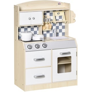 HOMCOM Kinderküchen mit Kochgeschirrzubehör bunt 54.5L x 29B x 80H cm