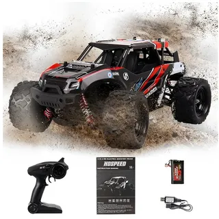 Kpaloft RC-Auto Ferngesteuertes Auto, 1:18 4WD Monster Truck (30 km/h Ferngesteuerte Fahrzeuge, 2.4 GHz RC Spielfahrzeuge, RC Offroader, Elektrofahrzeug mit 7,4 V Batterie), für Kinder und Erwachsene rot