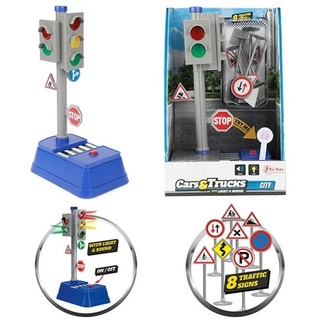 Toi-Toys Spielzeug-Polizei Verkehrsampel mit Verkehrsschilder mit Licht und Ton
