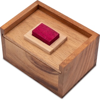 LOGOPLAY Der rote Stein - 3D Puzzle - Denkspiel - Knobelspiel - Geduldspiel - Logikspiel im Holzkasten