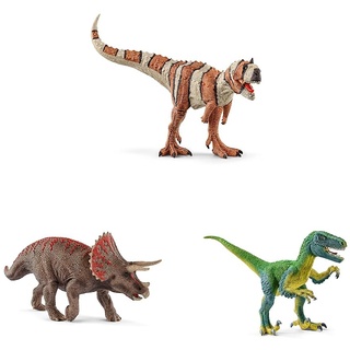 SCHLEICH 15032 Majungasaurus, für Kinder ab 5-12 Jahren, Dinosaurs - Spielfigur & 15000 Triceratops, für Kinder ab 5-12 Jahren & 14585 Velociraptor, Multicolor, 18 x 6.3 x 10.3 cm