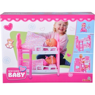 Simba 105560100 - New Born Baby Stockbett, Puppenbett mit 2 Kissen und Decke für alle 30cm Puppen, 39x28x38cm, ab 3 Jahren