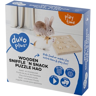 Sniffle'n Snack Puzzle aus Holz Hao, 19,7 x 19,7 x 2,5 cm, Beige, Spiel- und Leckerli-Puzzle, hergestellt aus hochwertigem Holz, stimuliert den natürlichen Instinkt des Nagens für Kaninchen und