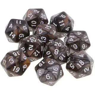 Yourandoll 10 STÜCKE Polyedrische Würfel D20 Würfel Dice Spielwürfel for DND RPG Tischspiele (Kaffee Grau)