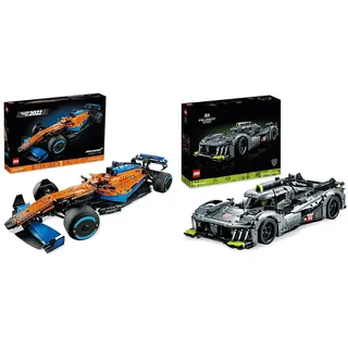 LEGO 42156 Technic Peugeot 9X8 24H Le Mans Hybrid Hypercar & 42141 Technic McLaren Formel 1 Rennwagen, Rennauto, Geschenkidee