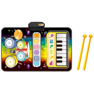Coonoor Spielzeug-Musikinstrument 2-in-1 Jungen Spielzeug Klavier & Trommel Musik Tanzmatte, Kleinkind Lernspielzeug schwarz