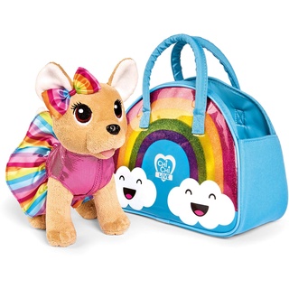 Simba 105893438 - ChiChi Love Rainbow, Chihuahua Plüschhund in süßem Regenbogenoutfit mit passender Tasche, 20cm, ab 3 Jahre