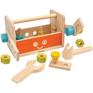 Plan Toys - Holz-Werkzeugkasten ROBOTER 19-teilig