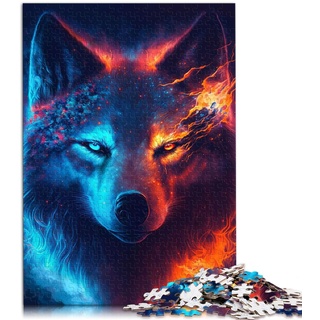 Puzzle für Erwachsene, buntes Wolfspuzzle, 1000-teiliges Erwachsenenpuzzle, Holzpuzzle für Erwachsene, Geschenke, Denkspiel, Größe: 50x75 cm