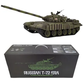ERTY Ferngesteuerter Panzer Russischer T72 Kampfpanzer 1:16 2.4G RC Panzer mit Schussfunktion Rauch Sound Licht, Modellbau Panzer Militär Panzer Spielzeug, 65 x 23,5 x 18 cm