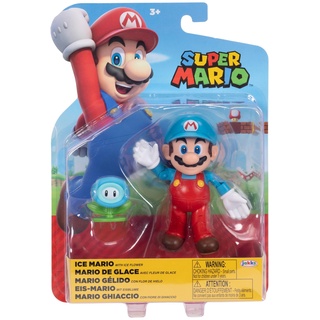 World of Nintendo – Super Mario – Figur mit Gelenken, 10,2 cm + Zubehör – Mario de Ice + Blume