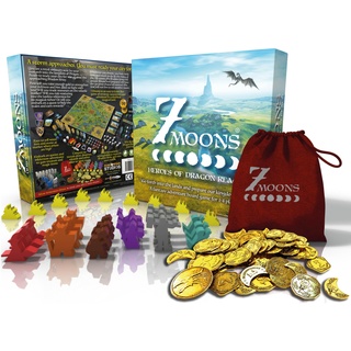 7 Moons: Heroes of Dragon Reach - Ein Dungeons and Dragons Style Fantasy Strategie Abenteuer Brettspiel für 1-4 Spieler - Deluxe Edition mit Goldmünzen und benutzerdefinierten Meeeples