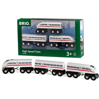 BRIO Bahn 33748 - Schnellzug Mit Sound, Holz, 3-teilig - Eisenbahnzubehör Holzeisenbahn - Empfohlen für Kinder ab 3 Jahren
