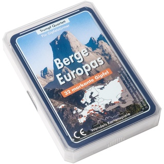 Wendels Kartenspiele Berge Europas Trumpf Quartett Spiel | Geschenk für Bergsteiger und Kletterer