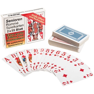 SIDCO Spielkarten Romme Senioren Canasta Bridge Poker 2 x 55 Blatt Karten große Ziffern