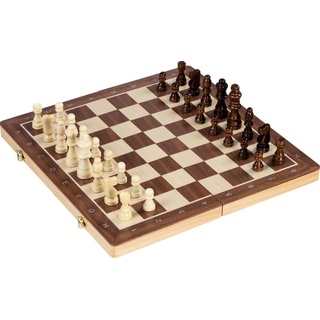 goki Spielesammlung, Strategiespiel Schach/Dame Spiel 2in1, magnetisch braun