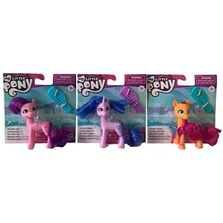 Hasbro F26125L40 My Little Pony Best Movie Friends Figur 3er Set Izzy Moonbow Sunny Starscout Princess Petals, 8 cm mit kämmbarer Mähne