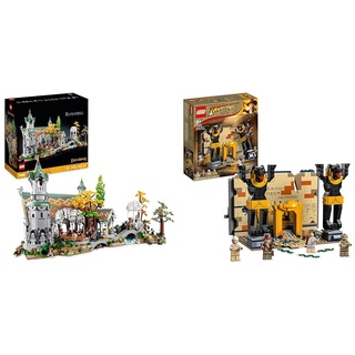 LEGO 10316 Icons Der Herr der Ringe & 77013 Indiana Jones Flucht aus dem Grabmal Konstruktionsspielzeug mit Tempel und Mumie Minifigur, Jäger des verlorenen Schatzes Film-Set, Geschenk-Idee für Kinder