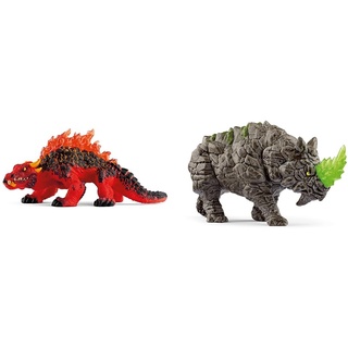 SCHLEICH 70156 Magmawaran, ab 7 Jahren, ELDRADOR CREATURES - Spielfigur, 18 x 8 x 8 cm & 70157 Kampfrhino, ab 7 Jahren, ELDRADOR CREATURES - Spielfigur, 16 x 6 x 8 cm