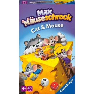 Ravensburger 22466 - Max Mäuseschreck- Kompaktes Katz & Maus Spiel für Kinder ab 4 Jahren, Würfel- (Deutsch, Französisch, Italienisch)