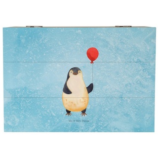 Mr. & Mrs. Panda Dekokiste Pinguin Luftballon - Eisblau - Geschenk, Geschenkidee, Kirmes, Aufbew (1 St) blau Ø 0 cm x 22 cm x 12 cm