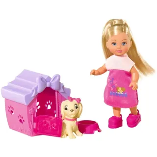 Simba 105735867 - Evi Love Dog House, mit Hundefigur und Hundehütte, Ankleidepuppe, 12cm, für Kinder ab 3 Jahren