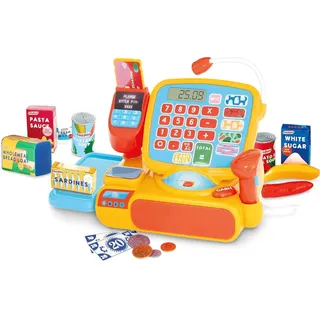 Casdon Registrierkasse | Interaktives Spielzeug Einkaufskasse für Kinder ab 3 Jahren | Inklusive funktionierendem Taschenrechner, Mikrofon, Scanner und mehr