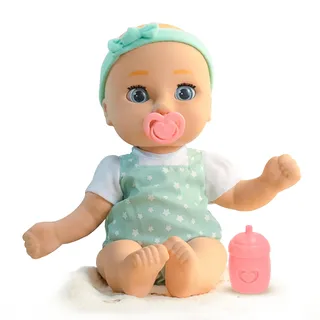 IMC Toys Be Loved Babies Sam Babypuppe mit offen/geschlossenen Augen, realistisch, weich, mit Flasche, Schnuller, Stirnband und Outfit, 38,1 cm, Blau, ab 18 Monaten