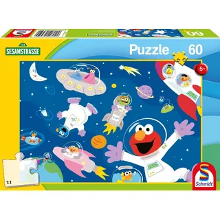 Schmidt Spiele 56459 Sesamstraße, Im Weltall, 60 Teile Kinderpuzzle, Cartoon, Normal