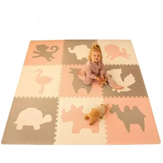 Hakuna Matte Spielmatte Puzzlematte für Babys 1,8x1,8m, 9 XXL-Platten 60x60cm, Krabbelmatte rosa