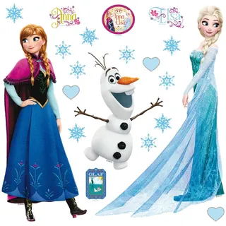 Disney Wandtattoo Die Eiskönigin Anna & Elsa Blau und Lila 30 x 30 cm 600224