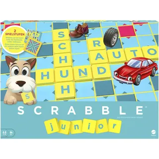 Mattel Games Scrabble Junior Wörterspiel und Kinderspiel, Kinderspiele Brettspiele geeignet für 2 - 4 Kinder ab 6 Jahren, Design kann variieren, Deutsche Version, Y9670