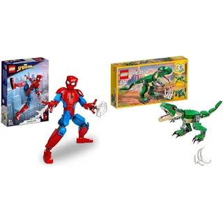 LEGO 76226 Marvel Spider-Man Figur, voll bewegliches Action-Spielzeug & 31058 Creator Dinosaurier Spielzeug, 3in1 Modell mit T-Rex, Triceratops und Pterodactylus Figuren, Bausteine Set