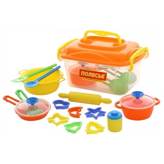 Polesie Spielgeschirr Spielzeug 56634, 20-teiliges Koch- und Backzubehör-Set, Kinderküche blau|gelb|rot