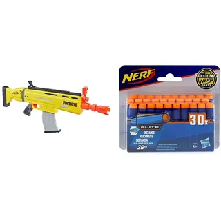 Nerf AR-L Motorisierter Spielzeug Blaster, 20 Fortnite Elite Darts, Klappvisier – Für Jugendliche und Erwachsene, Mehrfarbig & Hasbro A0351 N-Strike Elite 30er Dart Nachfüllpack