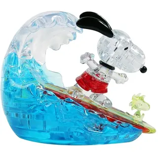 Crystal Puzzle | 3D Snoopy Surfing | Transparentes Design | 41 Teile | Bausatz für Kinder und Erwachsene | HCM Kinzel